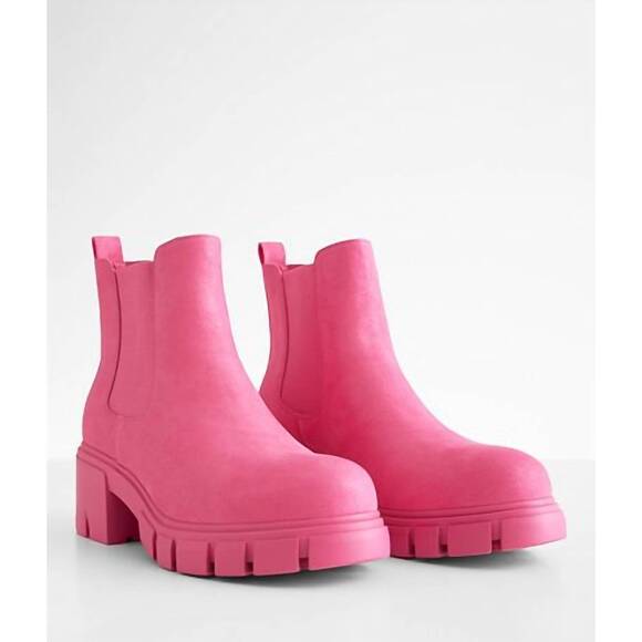 NEW MIA SHOES women's ivy lug ankle boots in hot pink - Picture 2 of 5